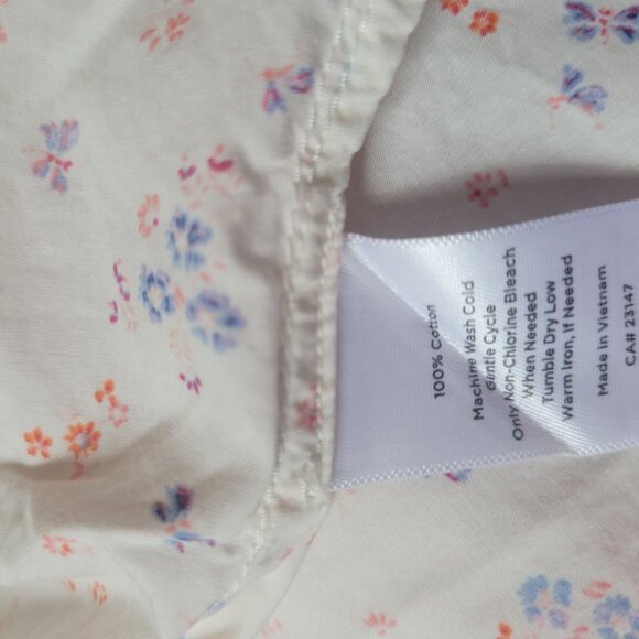 Talbots Petite Floral Button-Up Shirt XLP 100% Cotton Long Sleeve Cream With Pin - Picture 5 of 5